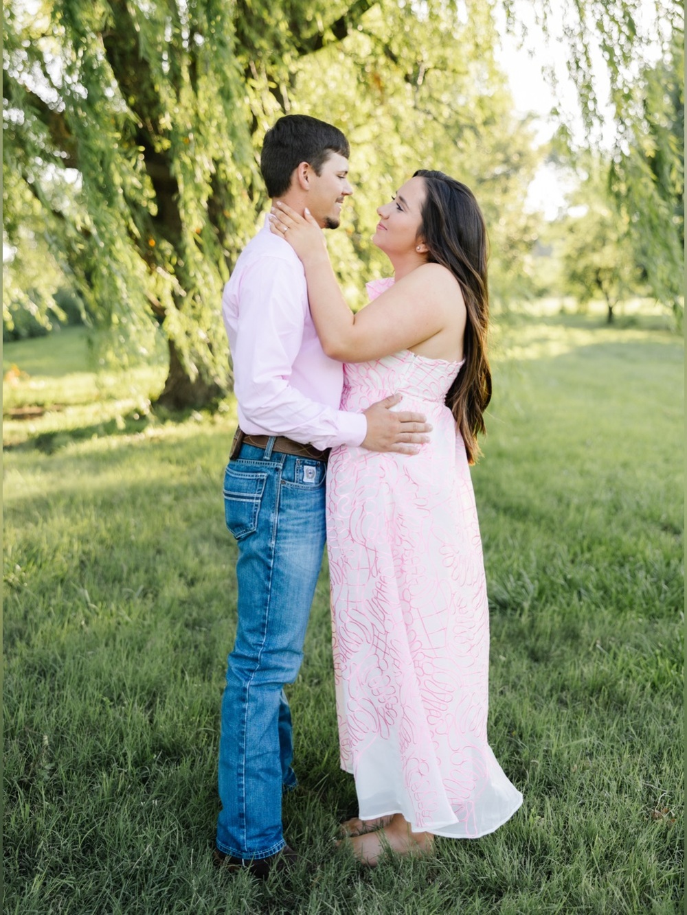 One-Shoulder Pink Patterned Midi Dress - Picture 2 of 3